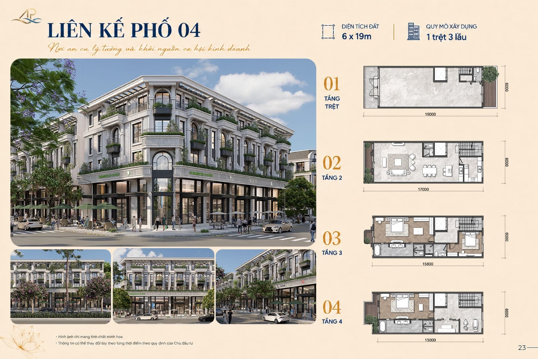 Mẫu thiết kế kiến trúc mặt đứng dãy nhà phố liên kế phân khu bốn