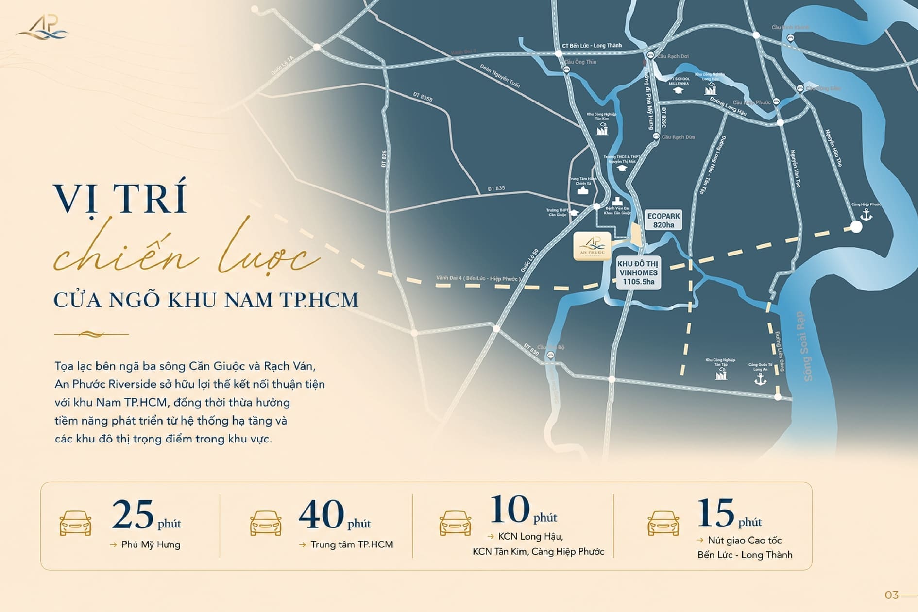 Sơ đồ vị trí và mạng lưới liên kết vùng của dự án An Phước Riverside