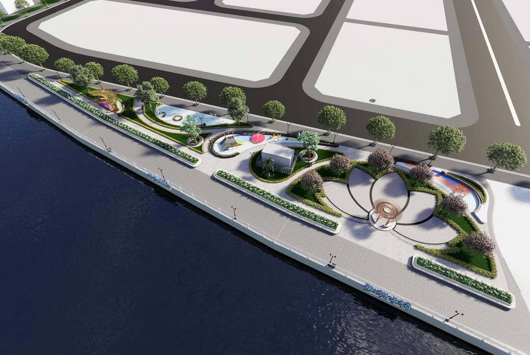 Cư dân tập thể dục buổi sáng tại quảng trường hoa sen An Phước Riverside