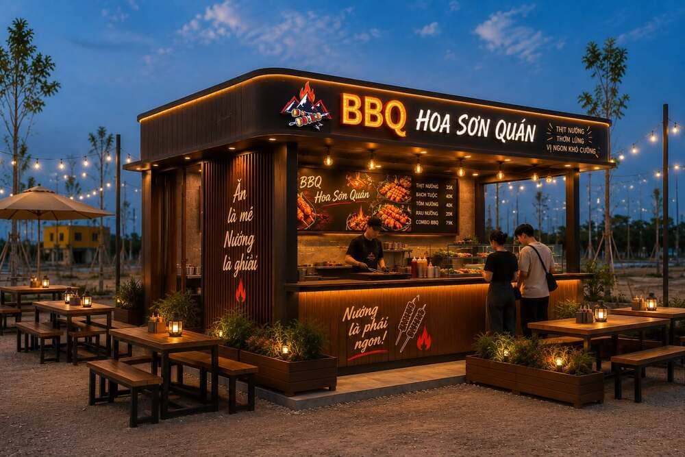 Phối cảnh khu chợ đêm An Phước sôi động về đêm